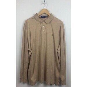 Polo Ralph Lauren Long Sleeve Polo Shirt XXL Tan 100% Cotton Classic Fit